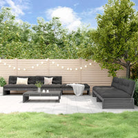 Thumbnail for 6-tlg. Garten-Lounge-Set mit Kissen Grau Massivholz