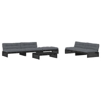 Thumbnail for 6-tlg. Garten-Lounge-Set mit Kissen Schwarz Massivholz