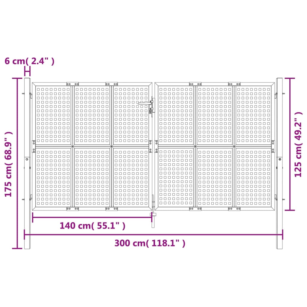 Gartentor Anthrazit 300x175 cm Stahl