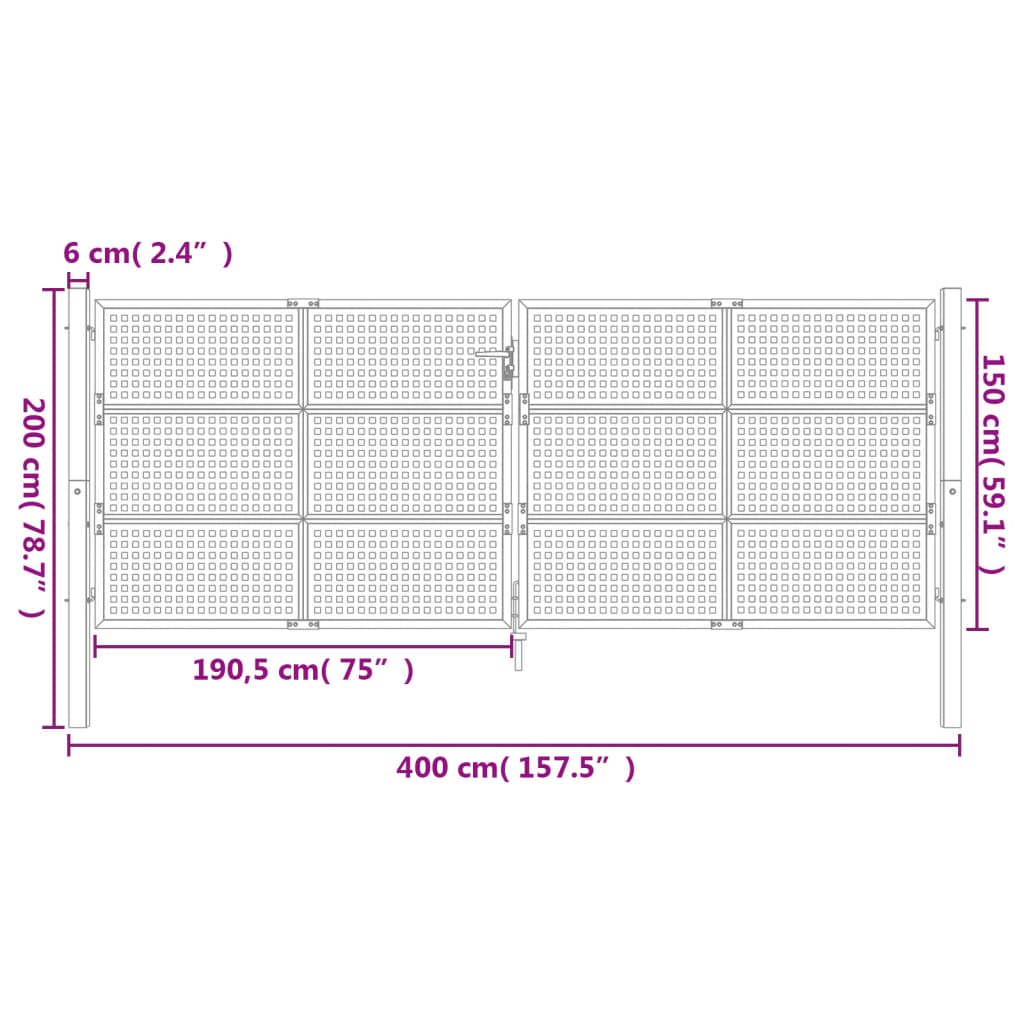 Gartentor Anthrazit 400x200 cm Stahl
