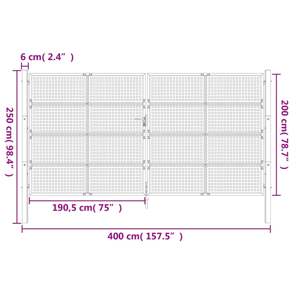 Gartentor Anthrazit 400 x 250 cm Stahl