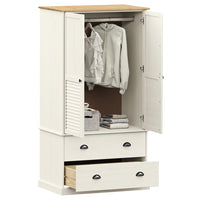 Thumbnail for Kleiderschrank VIGO Weiß 90x55x176 cm Massivholz Kiefer