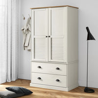 Thumbnail for Kleiderschrank VIGO Weiß 90x55x176 cm Massivholz Kiefer