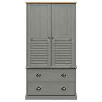 Thumbnail for Kleiderschrank VIGO Grau 90x55x176 cm Massivholz Kiefer