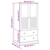 Thumbnail for Kleiderschrank VIGO Grau 90x55x176 cm Massivholz Kiefer