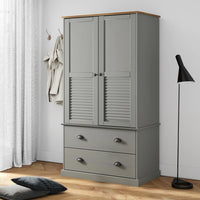 Thumbnail for Kleiderschrank VIGO Grau 90x55x176 cm Massivholz Kiefer