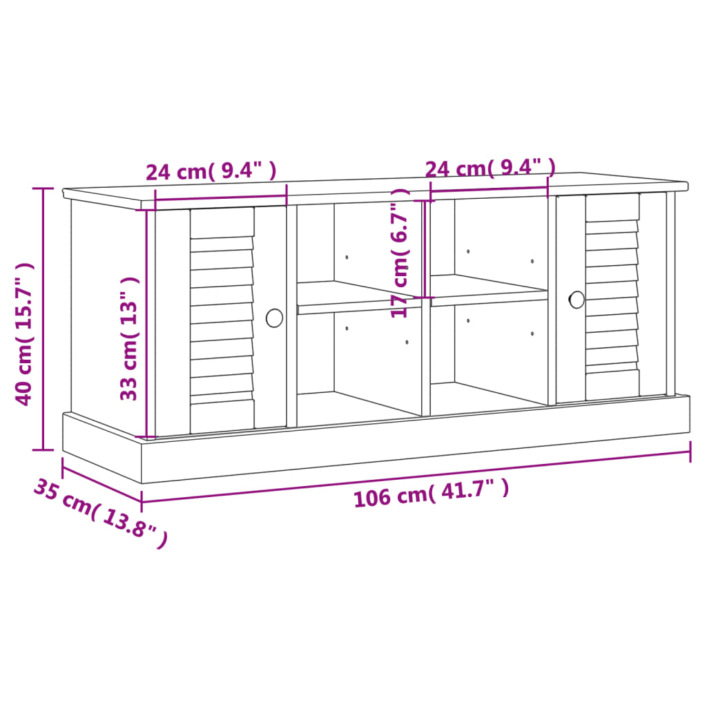 Schuhbank VIGO Grau 106x35x40 cm Massivholz Kiefer