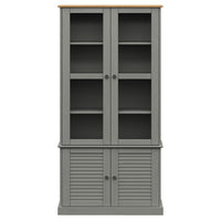 Thumbnail for Vitrine VIGO Grau 85x35x170 cm Massivholz Kiefer