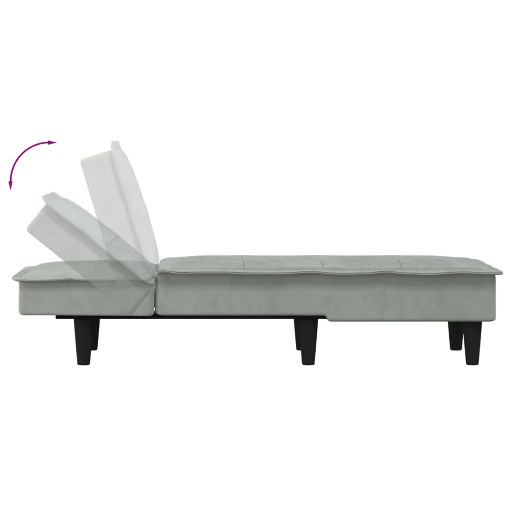 Chaiselongue Hellgrau Samt