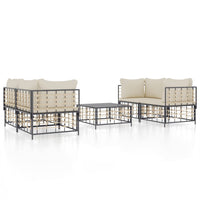 Thumbnail for 5-tlg. Garten-Lounge-Set mit Kissen Anthrazit Poly Rattan