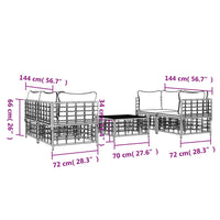 Thumbnail for 5-tlg. Garten-Lounge-Set mit Kissen Anthrazit Poly Rattan