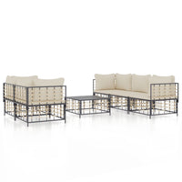 Thumbnail for 6-tlg. Garten-Lounge-Set mit Kissen Anthrazit Poly Rattan