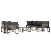 Thumbnail for 6-tlg. Garten-Lounge-Set mit Kissen Anthrazit Poly Rattan