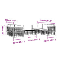 Thumbnail for 6-tlg. Garten-Lounge-Set mit Kissen Anthrazit Poly Rattan