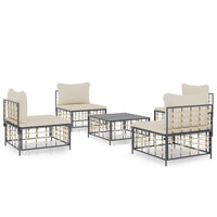 Thumbnail for 5-tlg. Garten-Lounge-Set mit Kissen Anthrazit Poly Rattan