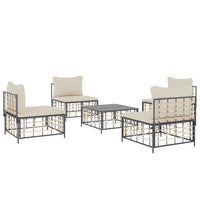 Thumbnail for 5-tlg. Garten-Lounge-Set mit Kissen Anthrazit Poly Rattan