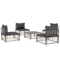 Thumbnail for 5-tlg. Garten-Lounge-Set mit Kissen Anthrazit Poly Rattan