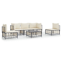 Thumbnail for 6-tlg. Garten-Lounge-Set mit Kissen Anthrazit Poly Rattan
