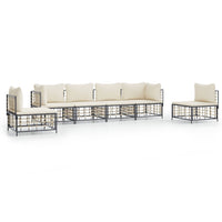 Thumbnail for 6-tlg. Garten-Lounge-Set mit Kissen Anthrazit Poly Rattan