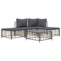 Thumbnail for 5-tlg. Garten-Lounge-Set mit Kissen Anthrazit Poly Rattan