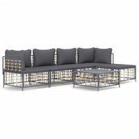 Thumbnail for 6-tlg. Garten-Lounge-Set mit Kissen Anthrazit Poly Rattan