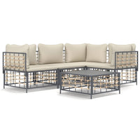 Thumbnail for 5-tlg. Garten-Lounge-Set mit Kissen Anthrazit Poly Rattan