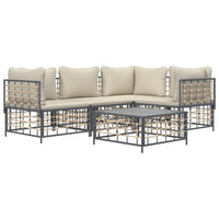 Thumbnail for 5-tlg. Garten-Lounge-Set mit Kissen Anthrazit Poly Rattan