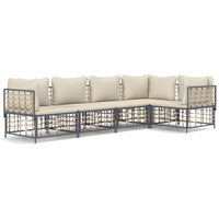 Thumbnail for 5-tlg. Garten-Lounge-Set mit Kissen Anthrazit Poly Rattan