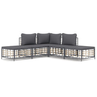 Thumbnail for 5-tlg. Garten-Lounge-Set mit Kissen Anthrazit Poly Rattan