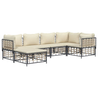 Thumbnail for 6-tlg. Garten-Lounge-Set mit Kissen Anthrazit Poly Rattan
