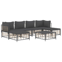 Thumbnail for 7-tlg. Garten-Lounge-Set mit Kissen Anthrazit Poly Rattan
