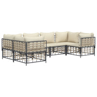 Thumbnail for 6-tlg. Garten-Lounge-Set mit Kissen Anthrazit Poly Rattan