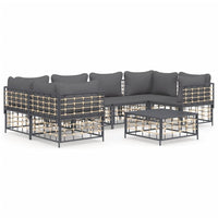 Thumbnail for 7-tlg. Garten-Lounge-Set mit Kissen Anthrazit Poly Rattan