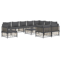 Thumbnail for 11-tlg. Garten-Lounge-Set mit Kissen Anthrazit Poly Rattan