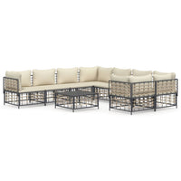 Thumbnail for 9-tlg. Garten-Lounge-Set mit Kissen Anthrazit Poly Rattan