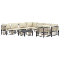 Thumbnail for 9-tlg. Garten-Lounge-Set mit Kissen Anthrazit Poly Rattan