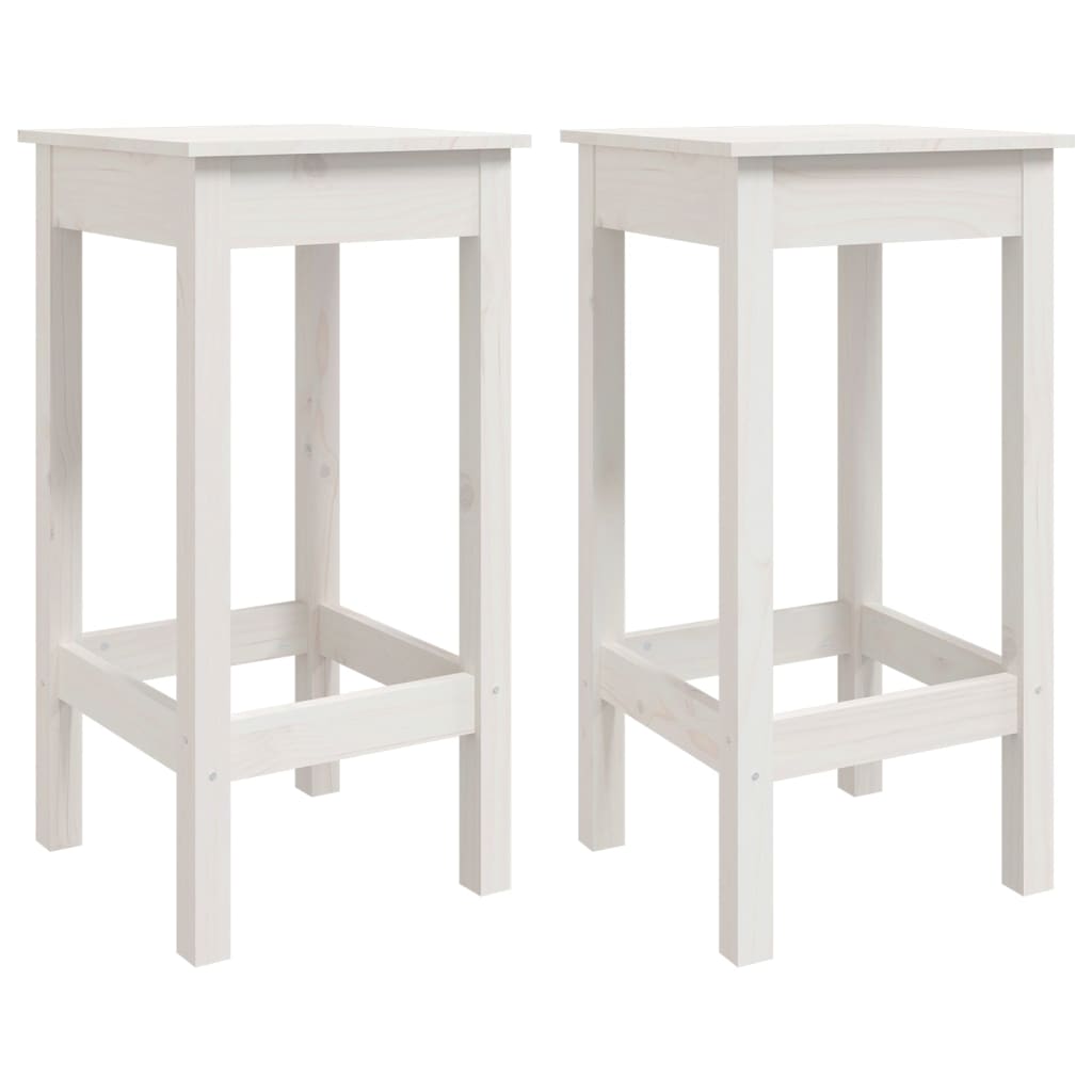 Barhocker 2 Stk. Weiß 40x40x78 cm Massivholz Kiefer