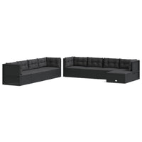 Thumbnail for 9-tlg. Garten-Lounge-Set mit Kissen Schwarz Poly Rattan