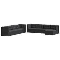 Thumbnail for 9-tlg. Garten-Lounge-Set mit Kissen Schwarz Poly Rattan