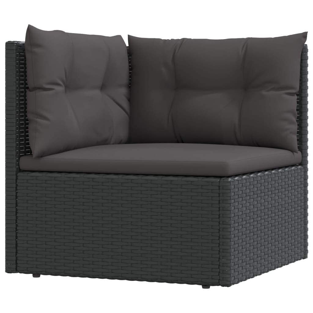9-tlg. Garten-Lounge-Set mit Kissen Schwarz Poly Rattan