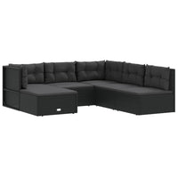 Thumbnail for 6-tlg. Garten-Lounge-Set mit Kissen Schwarz Poly Rattan