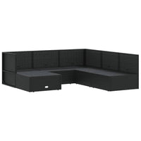 Thumbnail for 6-tlg. Garten-Lounge-Set mit Kissen Schwarz Poly Rattan