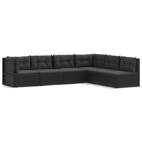 Thumbnail for 6-tlg. Garten-Lounge-Set mit Kissen Schwarz Poly Rattan