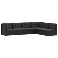 Thumbnail for 6-tlg. Garten-Lounge-Set mit Kissen Schwarz Poly Rattan