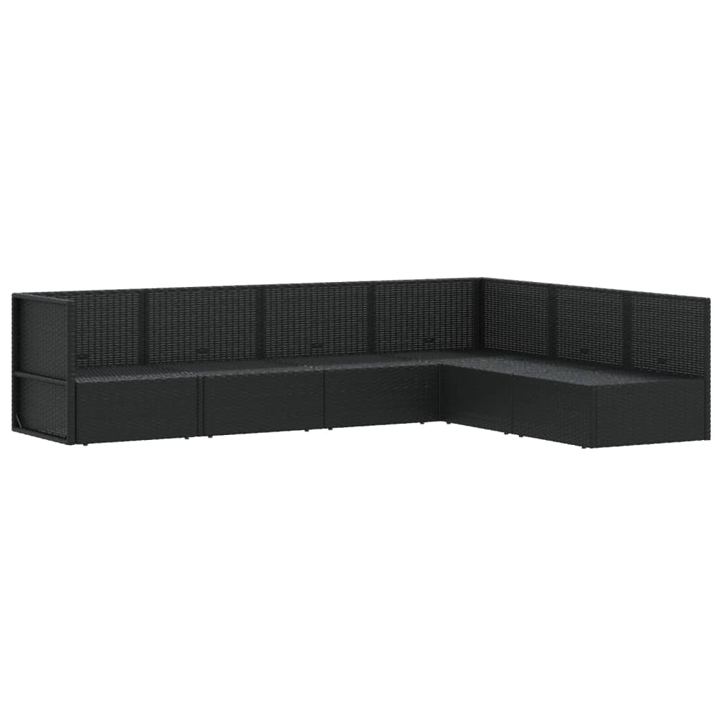 6-tlg. Garten-Lounge-Set mit Kissen Schwarz Poly Rattan