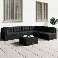 Thumbnail for 6-tlg. Garten-Lounge-Set mit Kissen Schwarz Poly Rattan