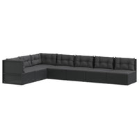 Thumbnail for 7-tlg. Garten-Lounge-Set mit Kissen Schwarz Poly Rattan