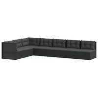 Thumbnail for 7-tlg. Garten-Lounge-Set mit Kissen Schwarz Poly Rattan