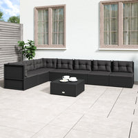Thumbnail for 7-tlg. Garten-Lounge-Set mit Kissen Schwarz Poly Rattan