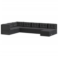 Thumbnail for 8-tlg. Garten-Lounge-Set mit Kissen Schwarz Poly Rattan